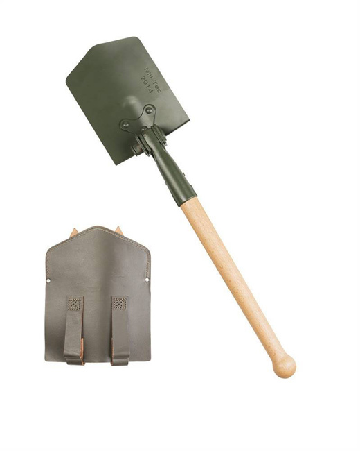 GERMAN FOLDING SHOVEL NEW WITH LEATHER POUCH USED