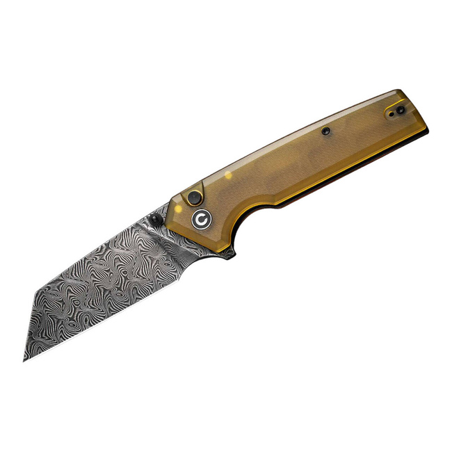 DAMASCUS KNIFE AMIRITE 4 REVERSE TANTO ULTEM AMBER - CIVIVI