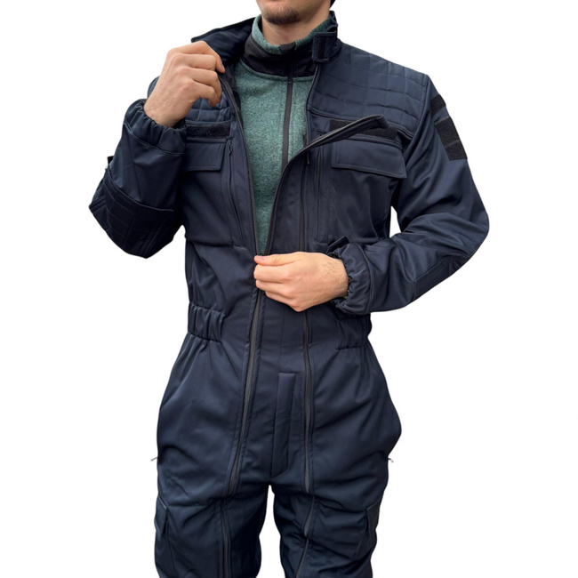 Winter Softshell Coverall For Gendarmes - With JANDARMERIA Patch And Tricolor Emblem - Navy Blue - Lecter Tactical