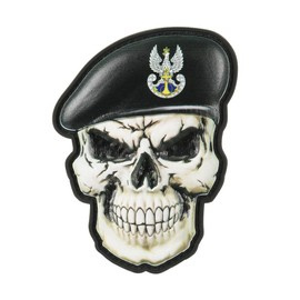 PVC PATCH SKULL WITH BERET POLAND PMW 3D - BLACK - M-TAC
