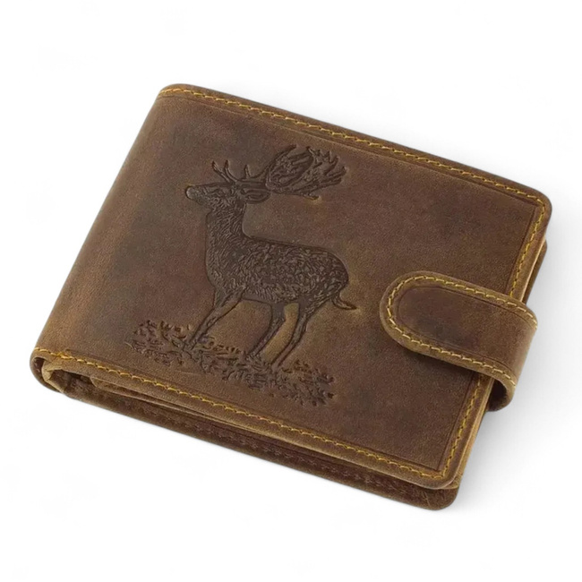 Leather Wallet for Hunters with Print - Deer - Brown - GreenDeed