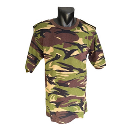 Military T-Shirt with Collar and Epaulettes - Romanian Army Military Surplus - Forest Mosaic Camouflage - Like New