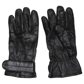 LEATHER GLOVES WITH LINING, BLACK - AUSTRIAN ARMY COAT - USED