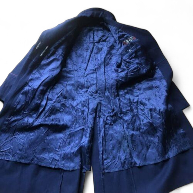 Navy blue wool coat with red epaulettes – Romanian military surplus - In good condition 