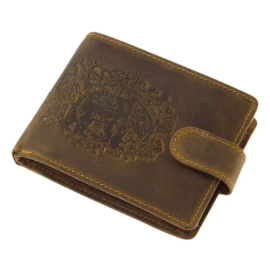 Leather Wallet for Hunters with Print - Bear - Brown - GreenDeed