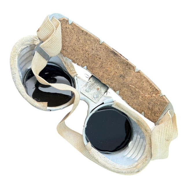Aluminum Welding Goggles - Model G249 - Romanian Metallurgical Industry RSR - Romanian Army Military Surplus - Metallic - With Defects/Used