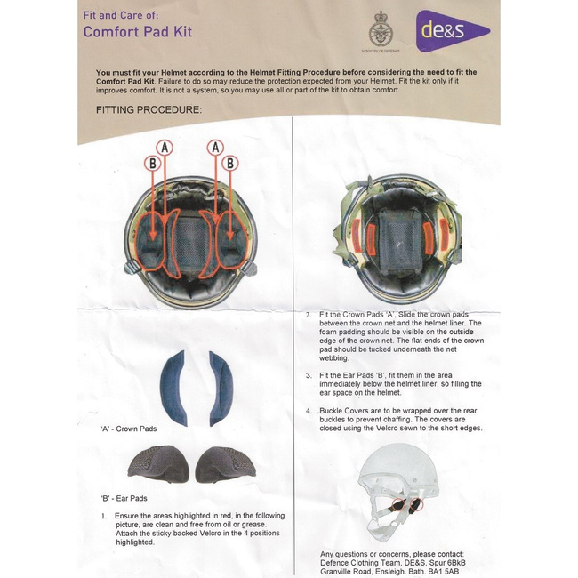 GB COMFORT PAD KIT FOR HELMET - MK6A /MK7 - NEW