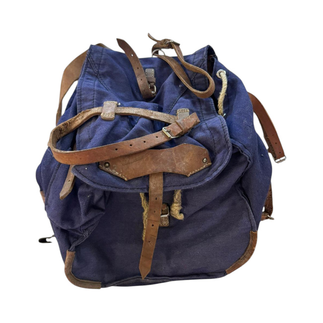 VINTAGE MILITARY RUCKSAK - COLD WAR ROMANIAN ARMY RARE SURPLUS - BLUE - IN GOOD CONDITION