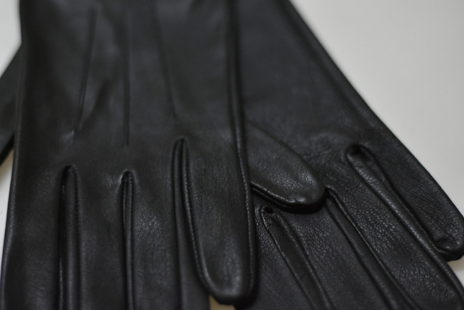 LADIES LEATHER GLOVES, WITHOUT PADDING - BLACK - MILITARY SURPLUS ROMANIAN ARMY - LIKE NEW