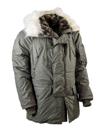 ORIGINAL N-3B PARKA JACKET WITH FLEECE LINING - MILITARY SURPLUS FROM THE US ARMY - LIKE NEW 