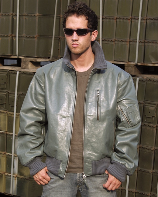 GERMAN LEATHER FLIGHT JACKET - Mil-Tec - GREY
