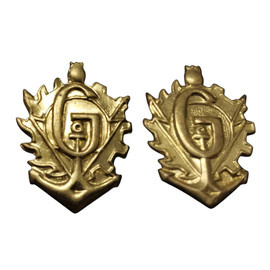 PAIR OF RANK INSIGNIA - GENIUS - ROMANIAN ARMY MILITARY SURPLUS - GOLDEN - IN GOOD CONDITION
