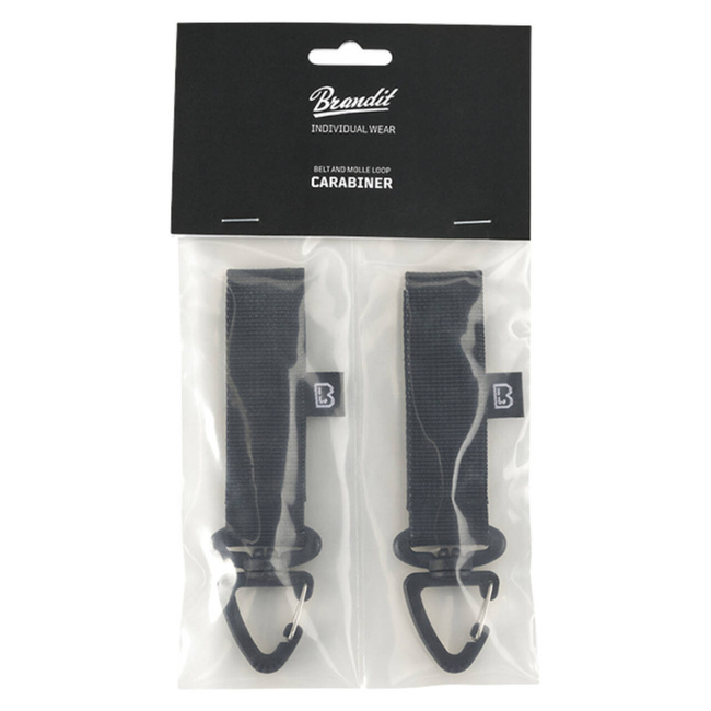 BELT CARABINER WITH LOOP - MOLLE - 2 PCS - BLACK - BRANDIT