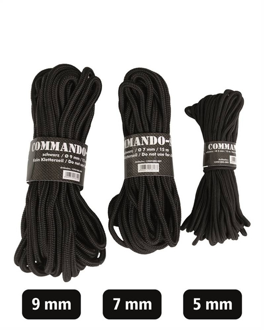 COMMANDO ROPE - 15 M - Mil-Tec® - BLACK