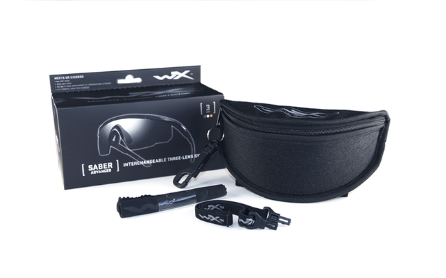 BALLISTIC SUNGLASSES - SABER ADVANCED - WILEY X - GREY/ CLEAR/ LIGHT RUST - Black frame 