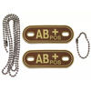 Blood Group Marker, chains, dog tags, desert, "AB POS", 3D