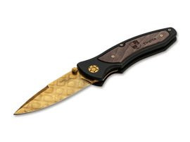 Böker Manufaktur Solingen Tirpitz-Damascus Gold pocket knife