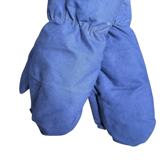 Insulated Protective Gloves Made from Military Tarpaulin Material, 3-Finger Design - Romanian Army Military Surplus - Dark Blue - In Good Condition