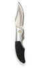 SILVER/BLACK ONE-HAND OPENER KNIFE ´LUCHS´ 7.62 cm HALF SERRATED BLADE