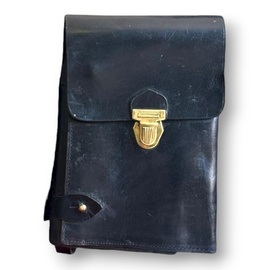 Leather Map Case - Military Porthart from the RSR period - Romanian Army surplus - Black - Used