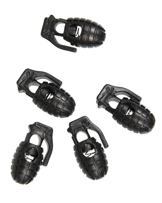 CORD STOPPER WITH METAL SPRING - PINEAPPLE - SET OF 10 PIECES - Mil-Tec - BLACK