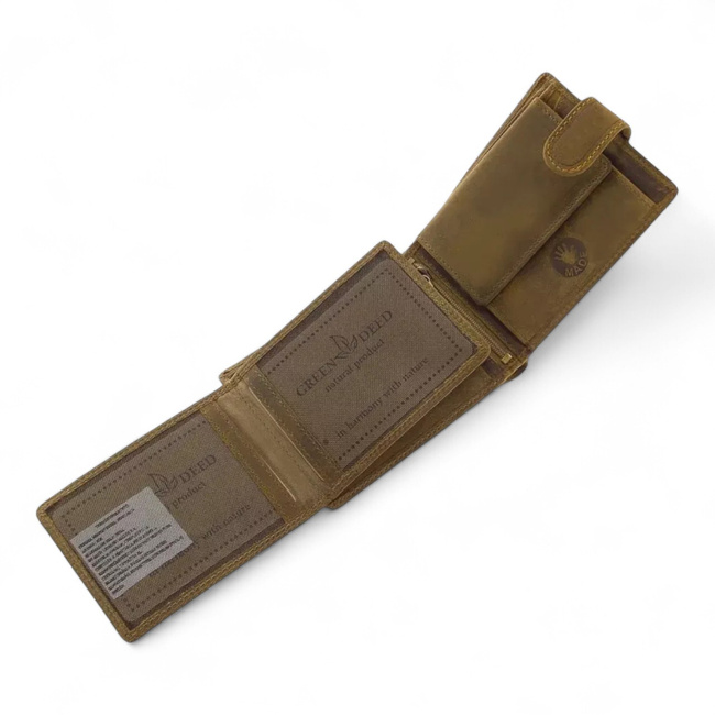 Leather Wallet for Hunters with Print - Pheasant - Brown - GreenDeed