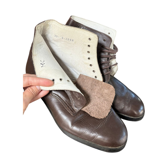 MEN'S BROWN LEATHER BOOTS - MILITARY SURPLUS FROM ROMANIAN ARMY - IN GOOD CONDITION