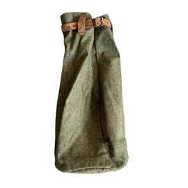 TEXIL BAG WITH LEATHER STRAP - MILITARY SURPLUS ROMANIAN ARMY - IN GOOD CONDITION