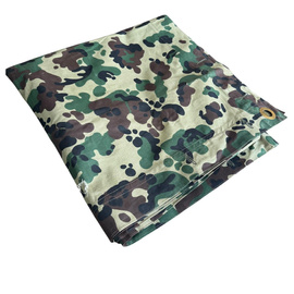 TENT TARPAULIN PLASH-PALATKA RAIN CAPE/SHELTER HALF - 180 x 180 CM - DALMATIAN MOZAIC CAMO - ROMANIAN ARMY MILITARY SURPLUS - USED