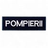 Emblema spate - POMPIERII - brodata pe suport negru cu contur bleumarin si text alb - aplicare termica - 20x5 cm