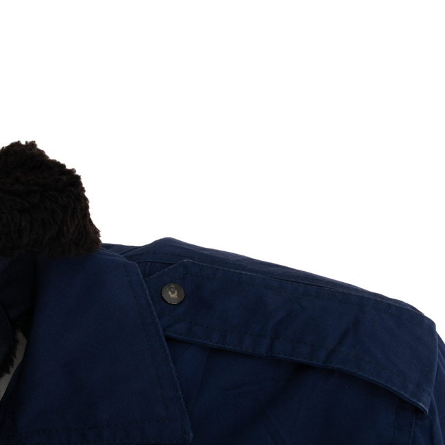 BLUE AVIATION PARKA JACKET WITH PADDED COLLAR AND REMOVABLE LINING - MILITARY SURPLUS ROMANIAN ARMY - LIKE NEW