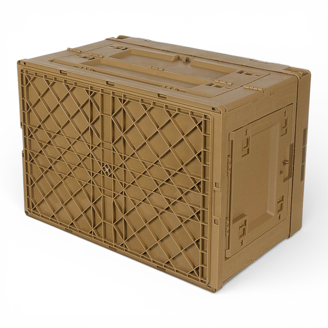 Foldable Plastic Storage Box with Hinged Lid - 60 L - Khaki - MFH