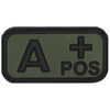3D VELCRO PATCH - 5 x 2.5 CM - MFH - BLACK/OD GREEN - BLOOD GROUP A POS
