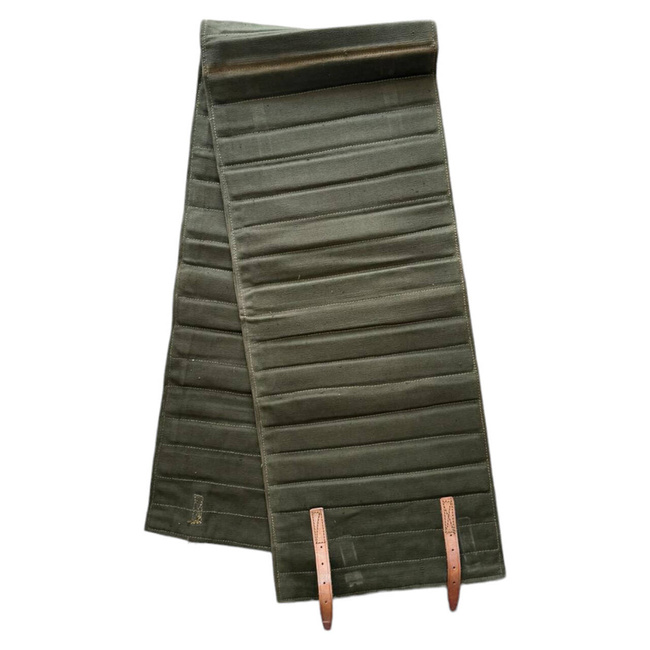 HEAVY DUTY CASE WITH KEVLAR PROTECTORS - LEATHER STRAPS - MILITARY SURPLUS ROMANIAN ARMY - OD GREEN - IN GOOD CONDITION