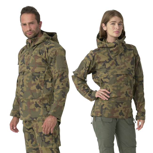 Unisex Tracer Anorak Jacket - Polycotton Stretch Ripstop - Coyote / Taiga Green - Helikon Tex