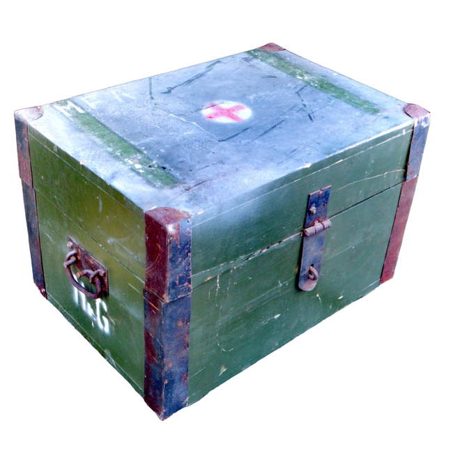 WOODEN MILITARY STORAGE CRATE - ROMANIAN ARMY SURPLUS - NO.6 - 60x40x40 CM