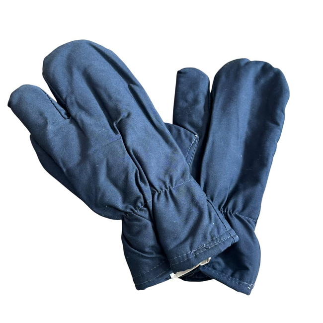 Insulated Protective Gloves Made from Military Tarpaulin Material, 3-Finger Design - Romanian Army Military Surplus - Dark Blue - In Good Condition