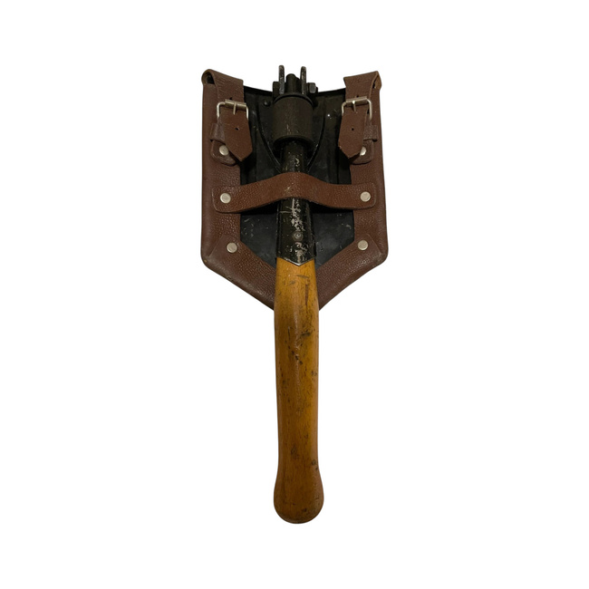 Foldable Military Shovel, Romanian Army Surplus - like new, with leather case