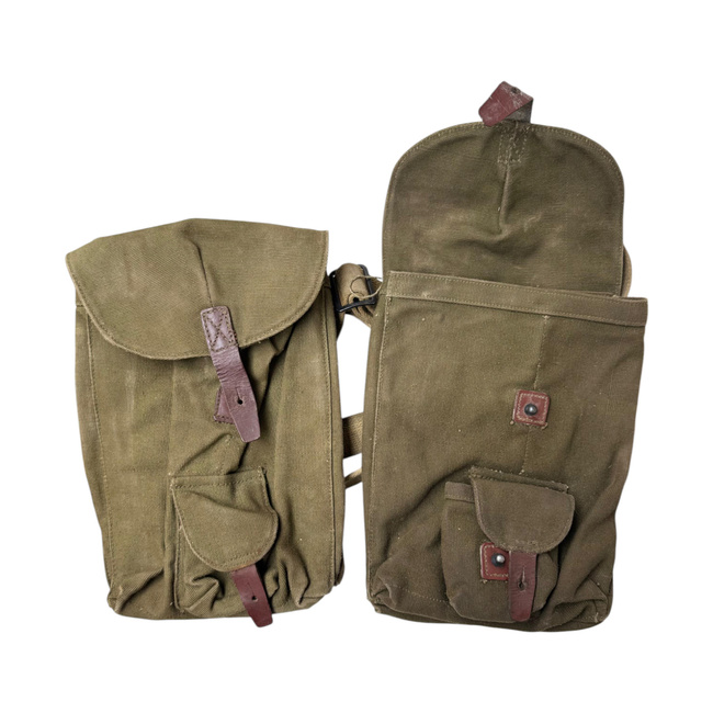 MILITARY CANVAS MAGAZINE HOLDER - ROMANIAN ARMY SURPLUS - OD GREEN - USED