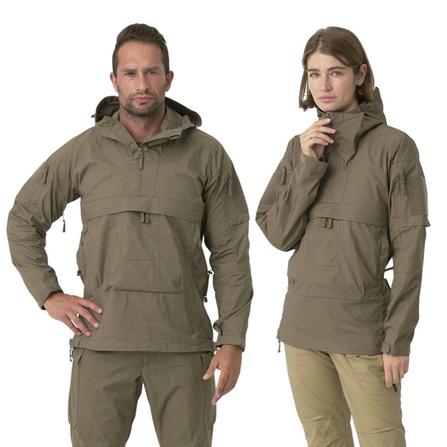 Unisex Tracer Anorak Jacket - Polycotton Stretch Ripstop - Coyote / Taiga Green - Helikon Tex