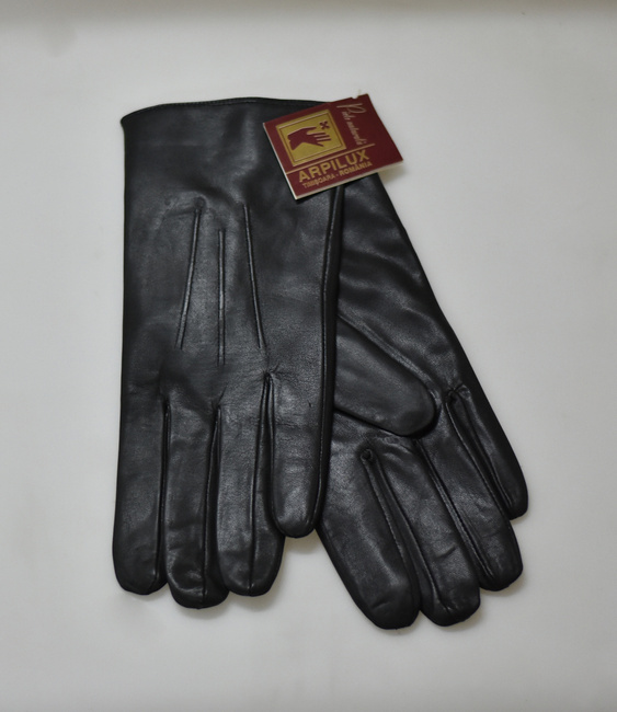 WOMEN'S LEATHER GLOVES - BLACK - MILITARY SURPLUS ROMANIAN ARMY - LIKE NEW
