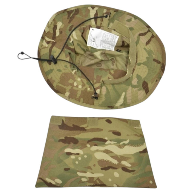 Boonie Hat with Detachable Neck Flap - British Army Military Surplus - MTP Camouflage - Used