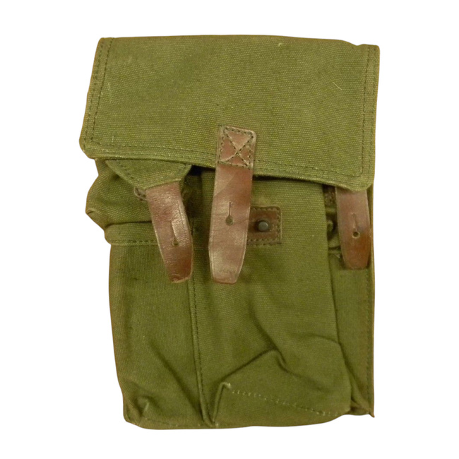 AK-47 PM MAGAZINE HOLDER - ROMANIAN ARMY MILITARY SURPLUS - OD GREEN - TEXTILE/LEATHER MATERIAL - USED