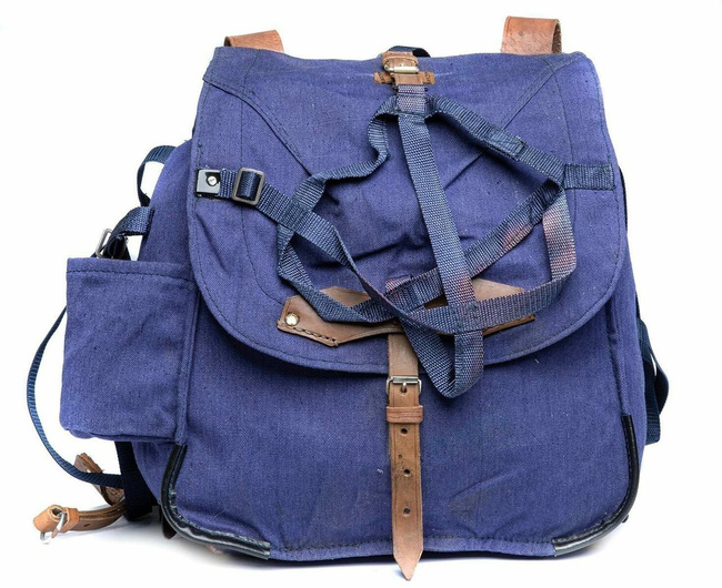 VINTAGE MILITARY RUCKSAK - COLD WAR ROMANIAN ARMY RARE SURPLUS - BLUE - LIKE NEW 