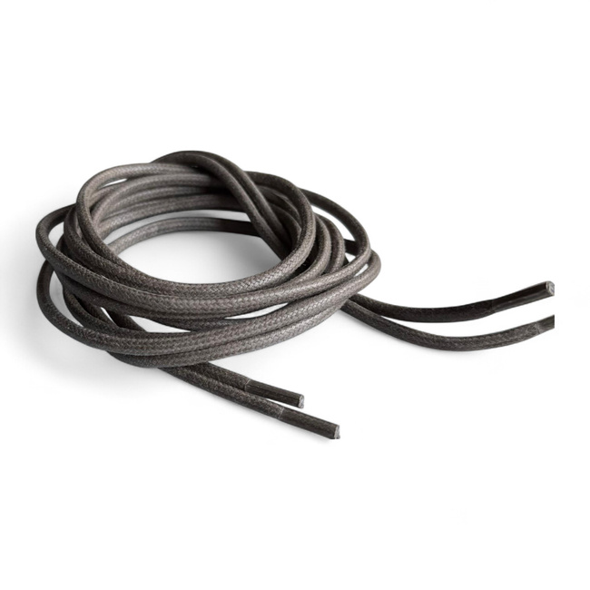 Pair of Round Shoelaces for Shoes - 110 cm - Romanian Army Military Surplus - Waxed - Grey - In Good Condition