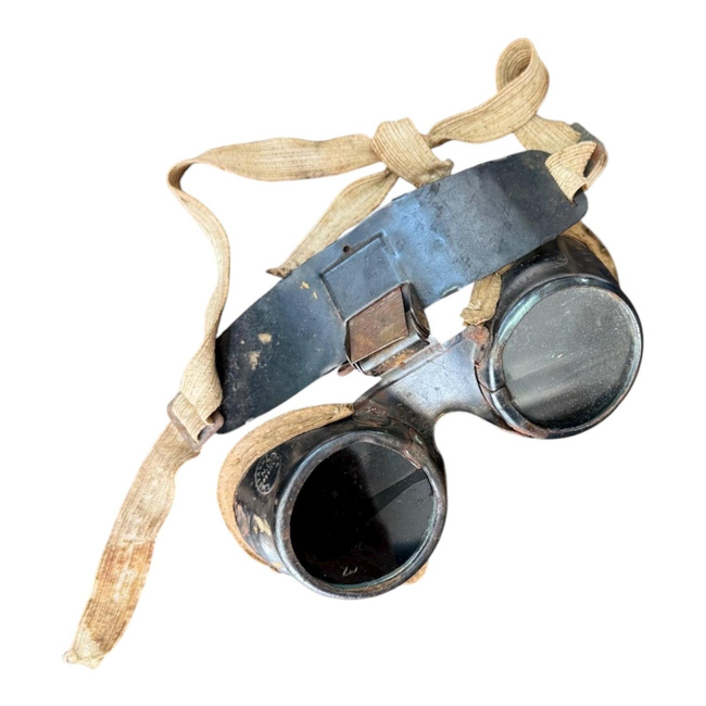 Aluminum Welding Goggles - Model G249 - Romanian Metallurgical Industry RSR - Romanian Army Military Surplus - Black - With Defects/Used