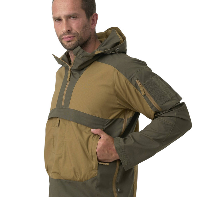 Unisex Tracer Anorak Jacket - Polycotton Stretch Ripstop - Coyote / Taiga Green - Helikon Tex