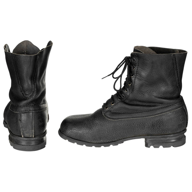 LEATHER BOOTS - TRETORN - SWEDISH ARMY MILITARY SURPLUS - BLACK - USED
