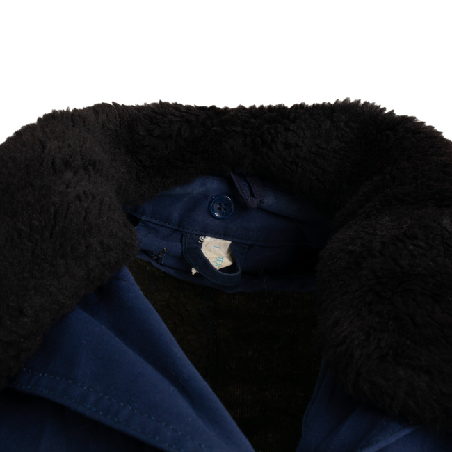 BLUE AVIATION PARKA JACKET WITH PADDED COLLAR AND REMOVABLE LINING - MILITARY SURPLUS ROMANIAN ARMY - LIKE NEW