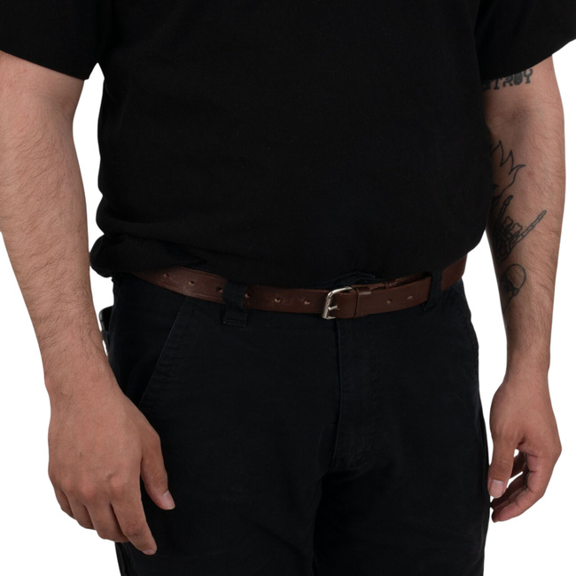 MILITARY LEATHER BELT - WITH BUCKLE - ROMANIAN ARMY SURPLUS - USED